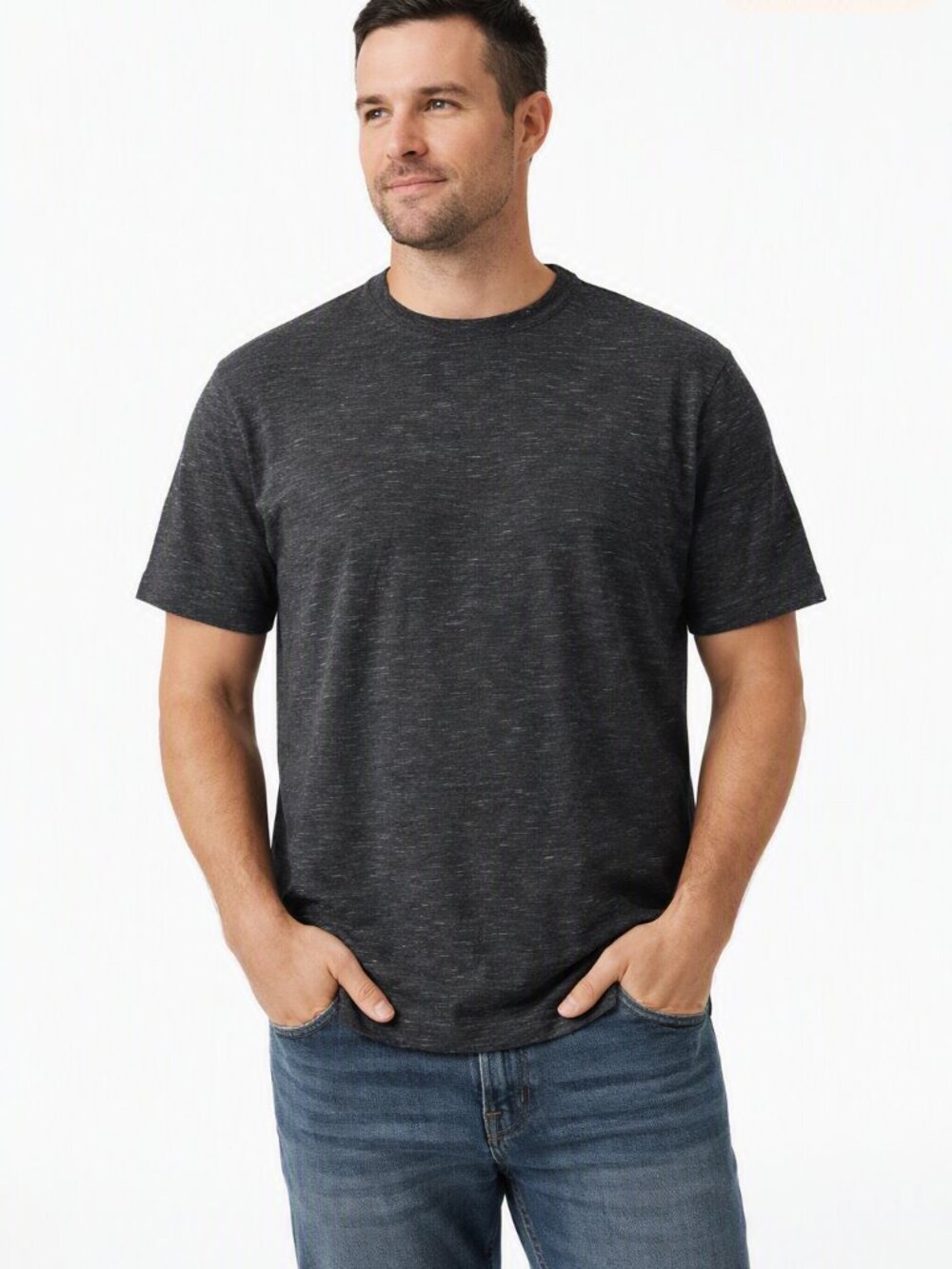 Lee Men’s Vintage Triblend Short Sleeve Crew Neck Tee Heathered Black Size XL